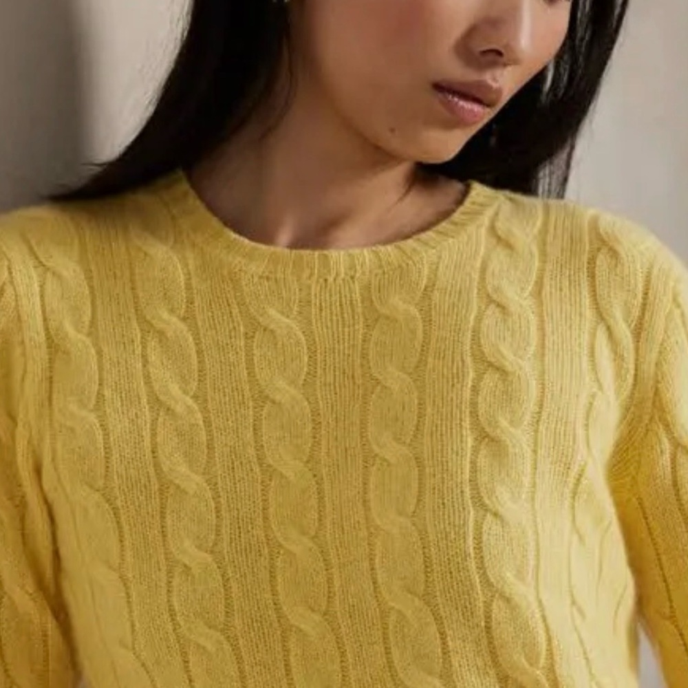 Polo by Ralph Lauren Yellow Cable Knit Crewneck Sweater - Picture 4 of 5